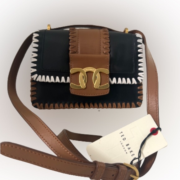 Ted Baker Mini Purse with brown & white accents. Will fit IPhone 13 & 14. I’m 😢 - Picture 3 of 4